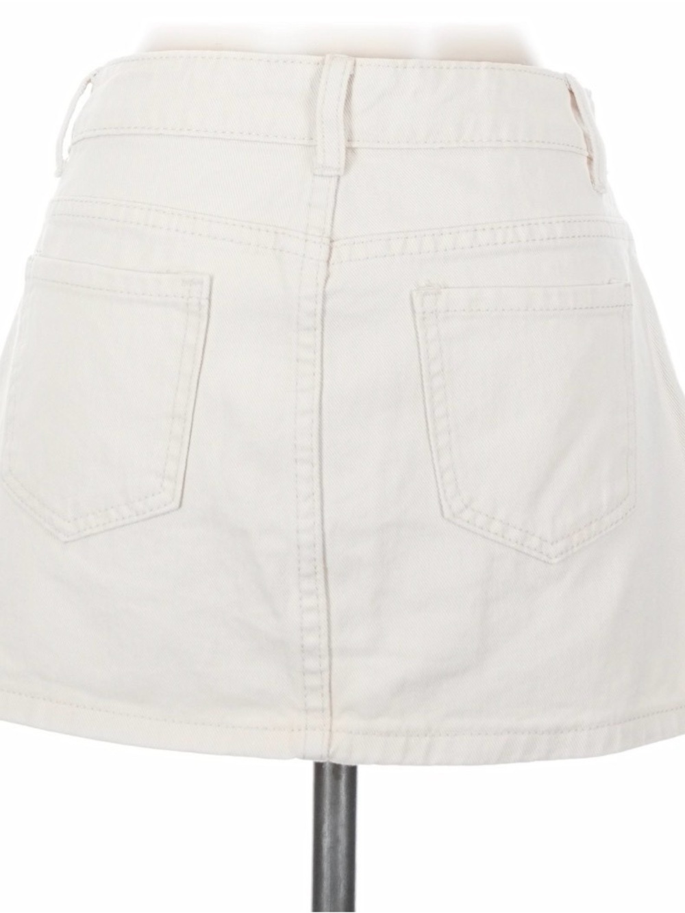 100% Cotton Cream Denim Mini Skirt - Picture 2 of 4